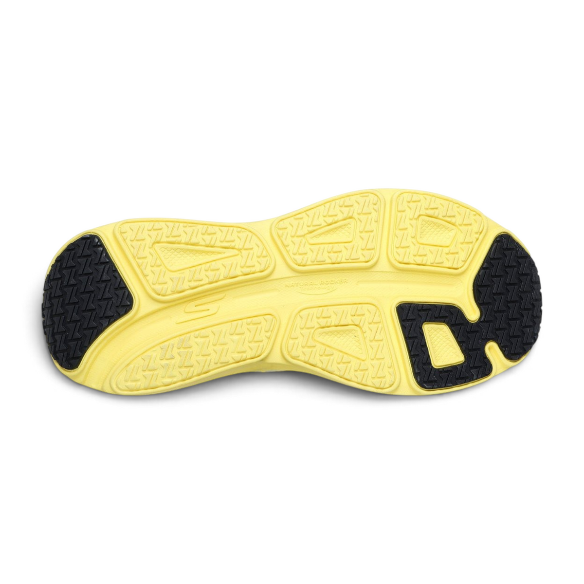 FRG Skechers Max Cushioning Endeavour Exciton running shoe yellow and black rubber outsole bottom view
