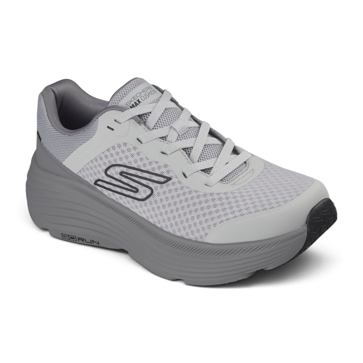FRG Skechers Max Cushioning Endeavour grey lace-up running shoe with engineered mesh upper and thick foam midsole