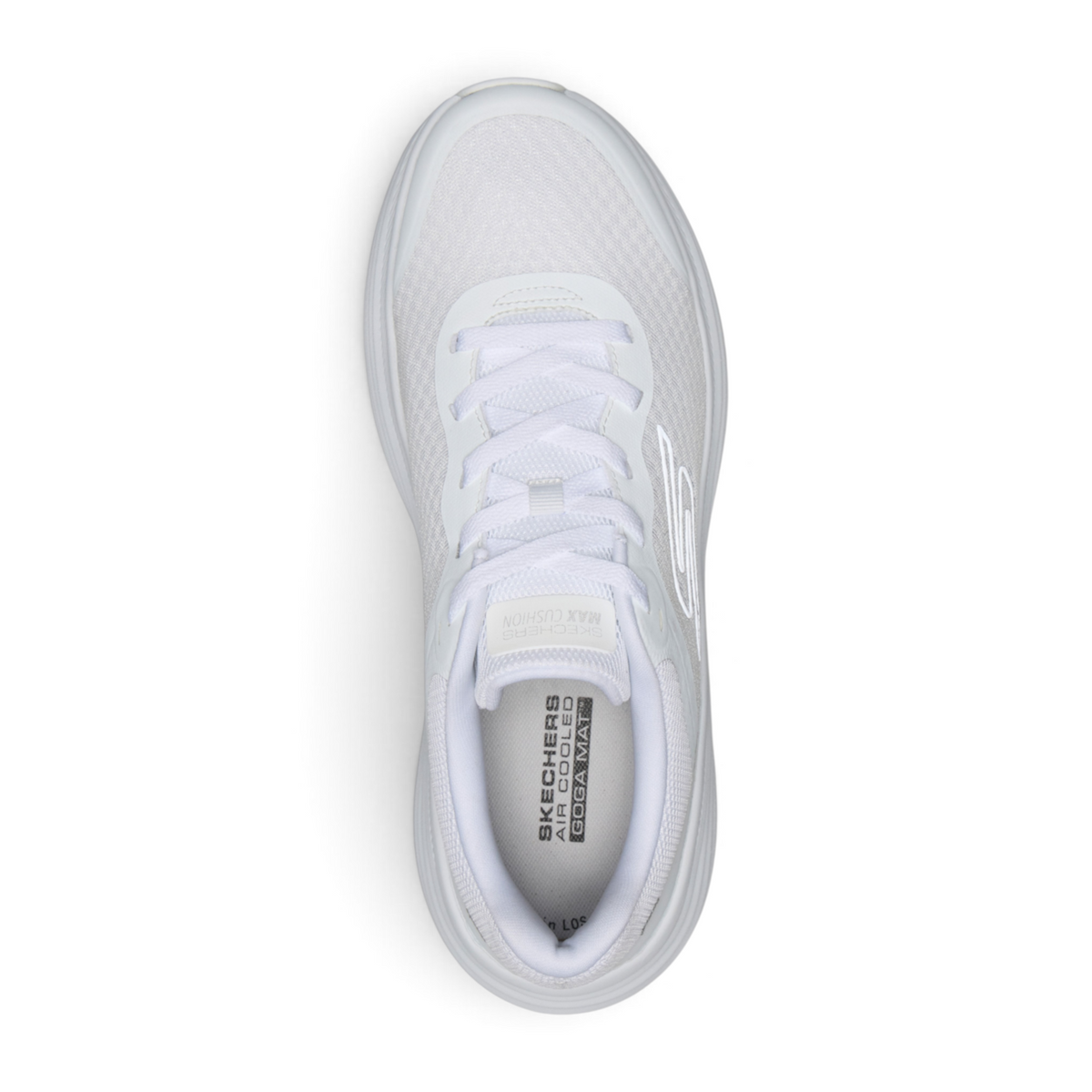 FRG Skechers Max Cushioning Endeavour white lace-up running shoe with engineered mesh and cushioned insole top view