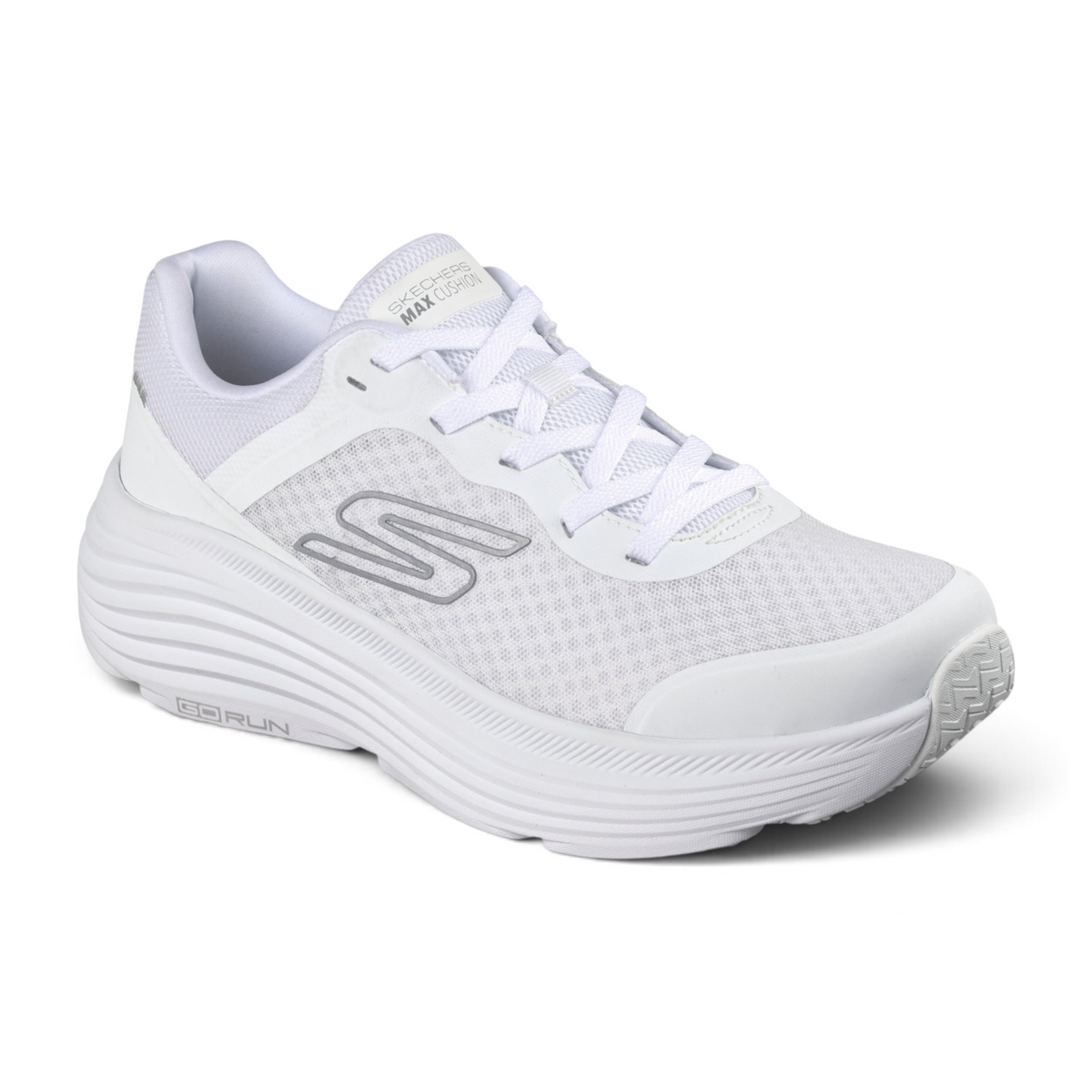 FRG Skechers Max Cushioning Endeavour white lace-up running shoe with engineered mesh and responsive foam midsole