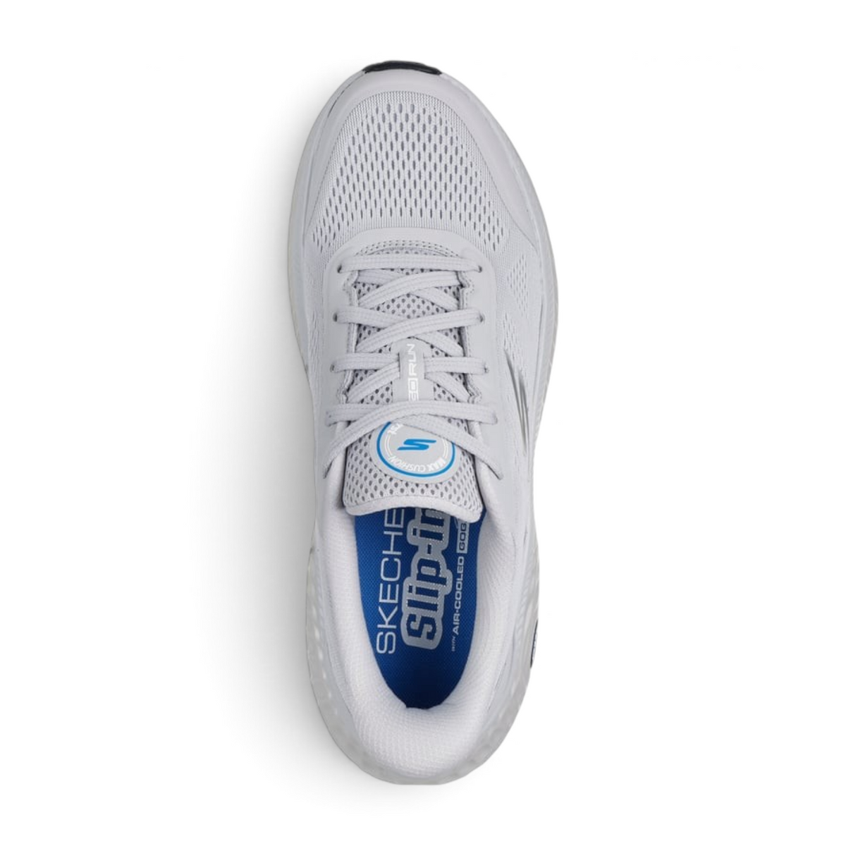 FRG Skechers Max Cushioning Hyper Craze 2.0 gray performance slip-on sneaker with engineered mesh and lace detail