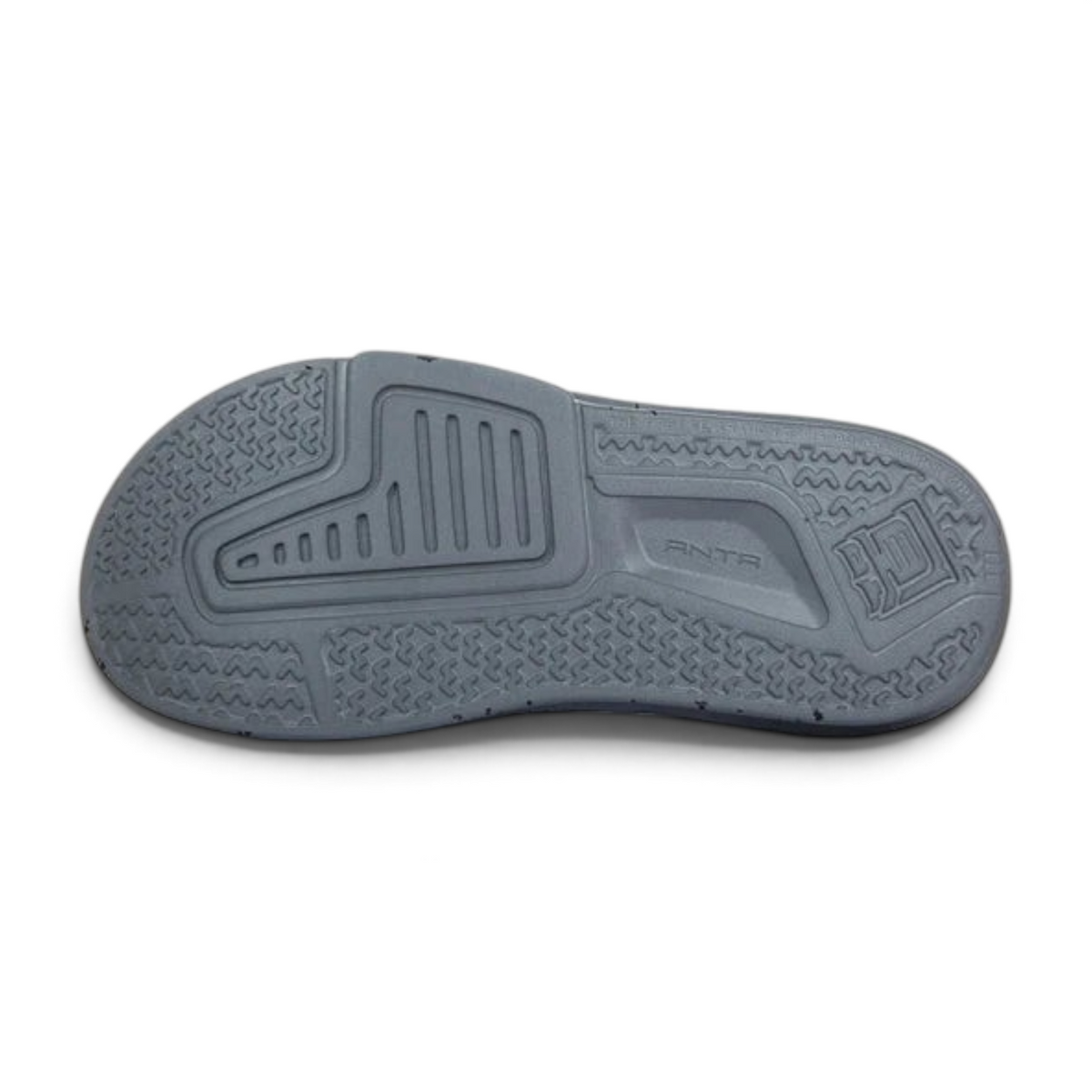 FRG ANTA BADAO beach sandals in grey showing the textured non-slip rubber outsole for traction
