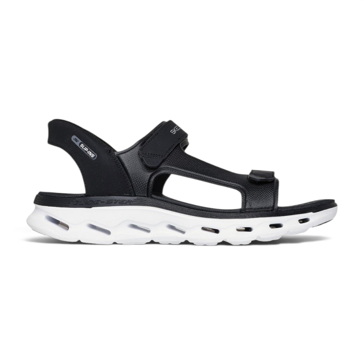 FRG Skechers Street Tres-Air Uno Vision-Airy black sport sandal with white cushioned sole and adjustable straps