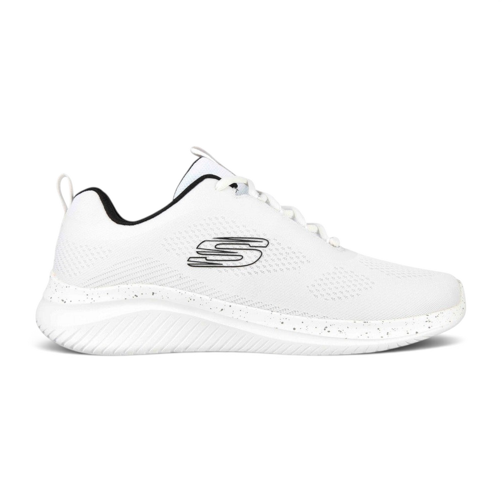 FRG Skechers Ultra Flex 3.0 white lace-up sneaker with engineered mesh upper and speckled cushioned rubber sole