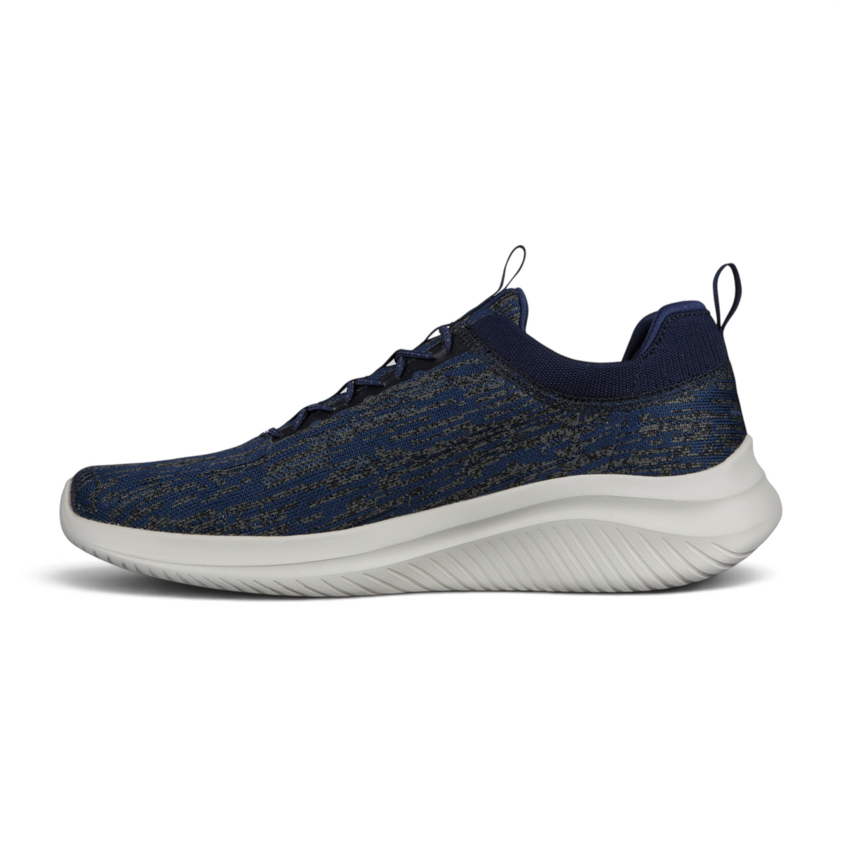 FRG ULTRA FLEX 3.0 vegan sneaker in blue and grey knit with white cushioned sole and memory foam insole