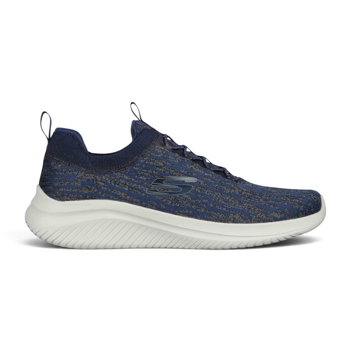 FRG Skechers Ultra Flex 3.0 navy blue vegan knit sneaker with white cushioned sole and memory foam insole
