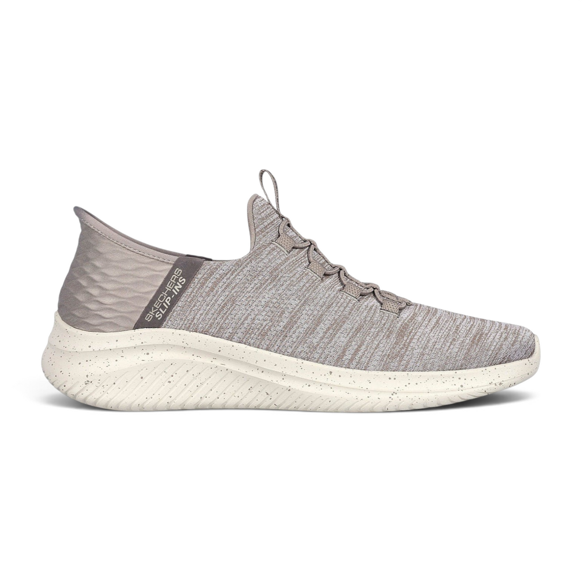 FRG Skechers Slip-ins Ultra Flex 3.0 grey jersey mesh sneaker with speckled white sole and cushioned heel
