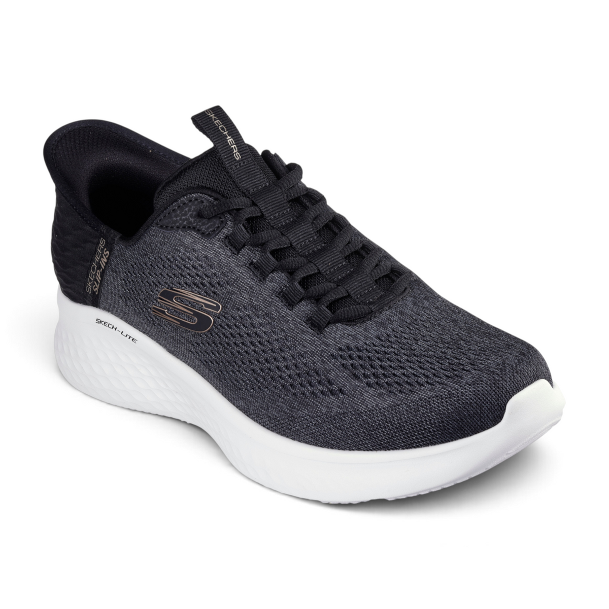 FRG Skechers Slip-ins Skech-Lite Pro Primebase black mesh sneakers with white cushioned midsole