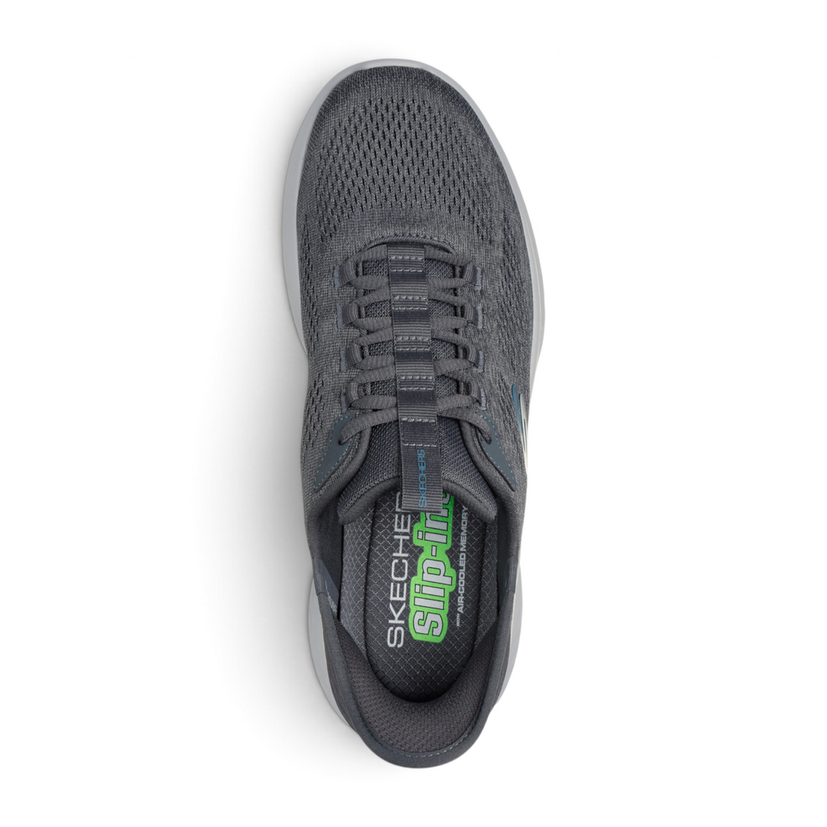 FRG Skechers Slip-ins Skech-Lite Pro Primebase charcoal grey mesh sneaker with cushioned insole, top-down view