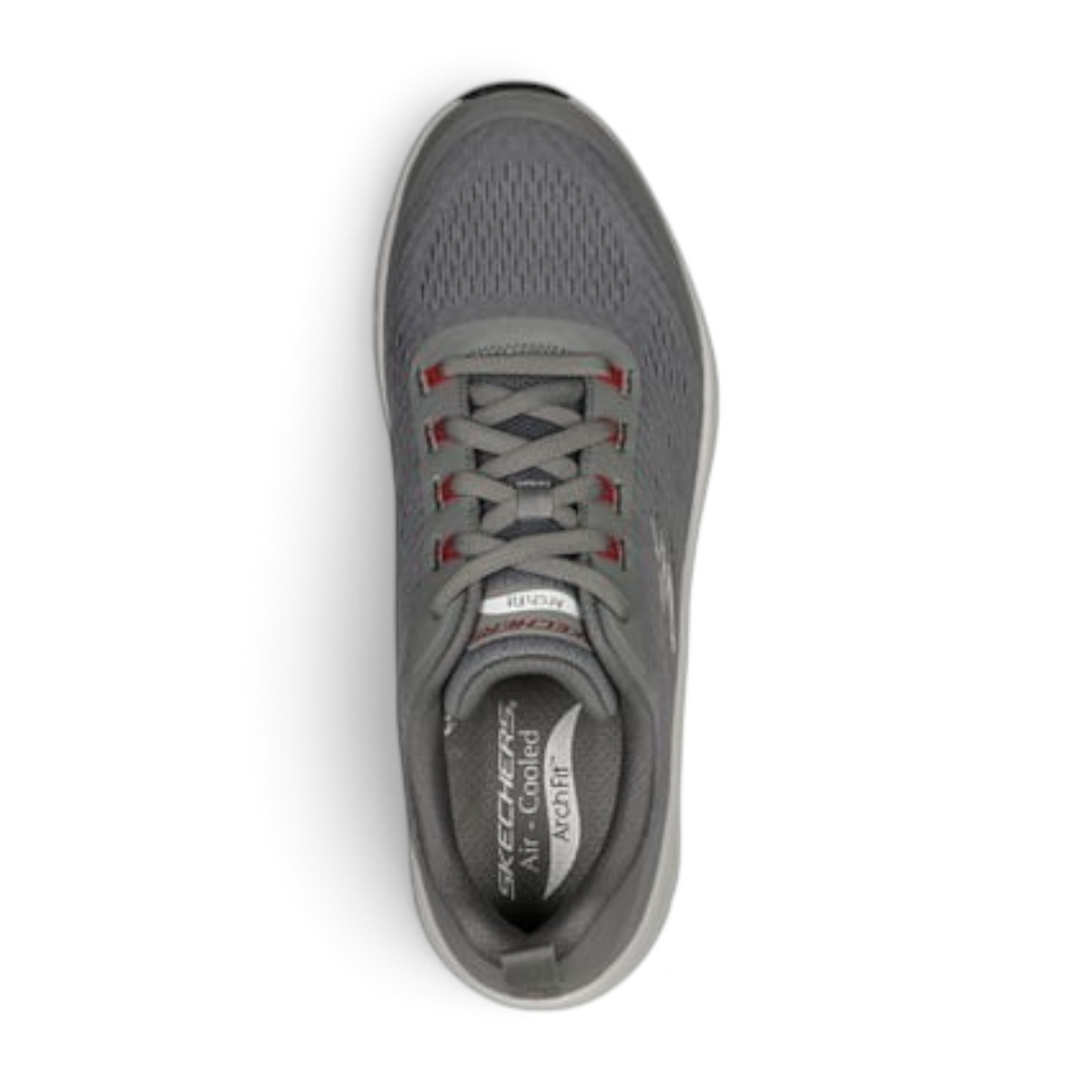 FRG ARCH FIT DLUX grey athletic sneaker with lace-up closure and cushioned insole, top-down view