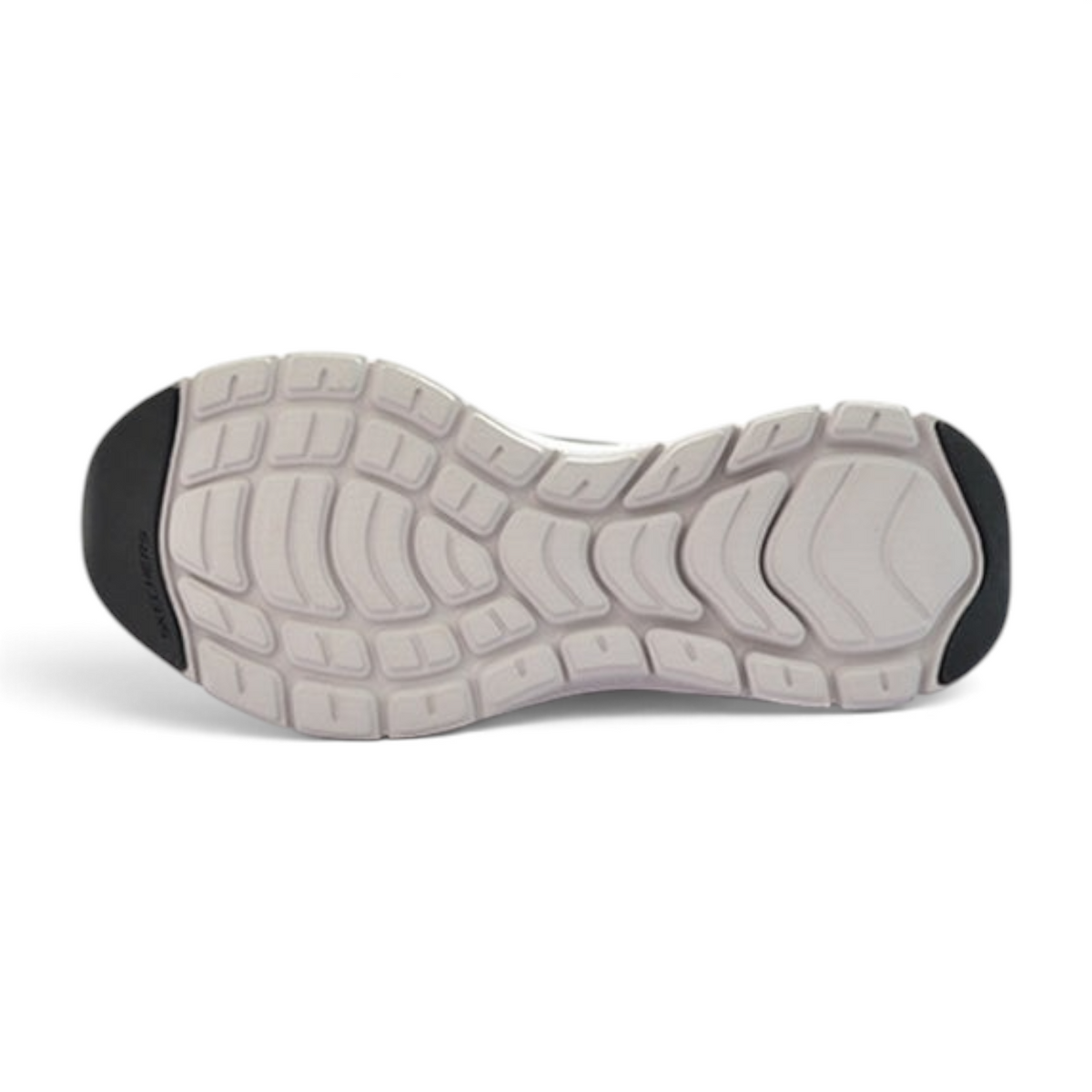 FRG Skechers Flex Advantage 4.0 athletic sneaker showing the grey and black shock-absorbing rubber outsole tread