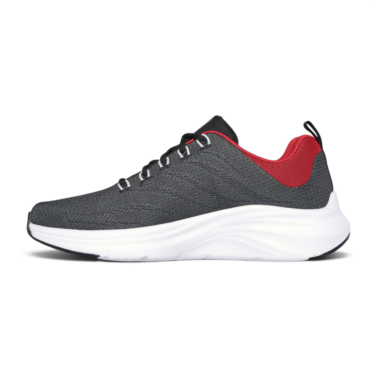 FRG Vapor Lite Varien athletic sneaker in charcoal grey mesh with red accents and a white cushioned midsole