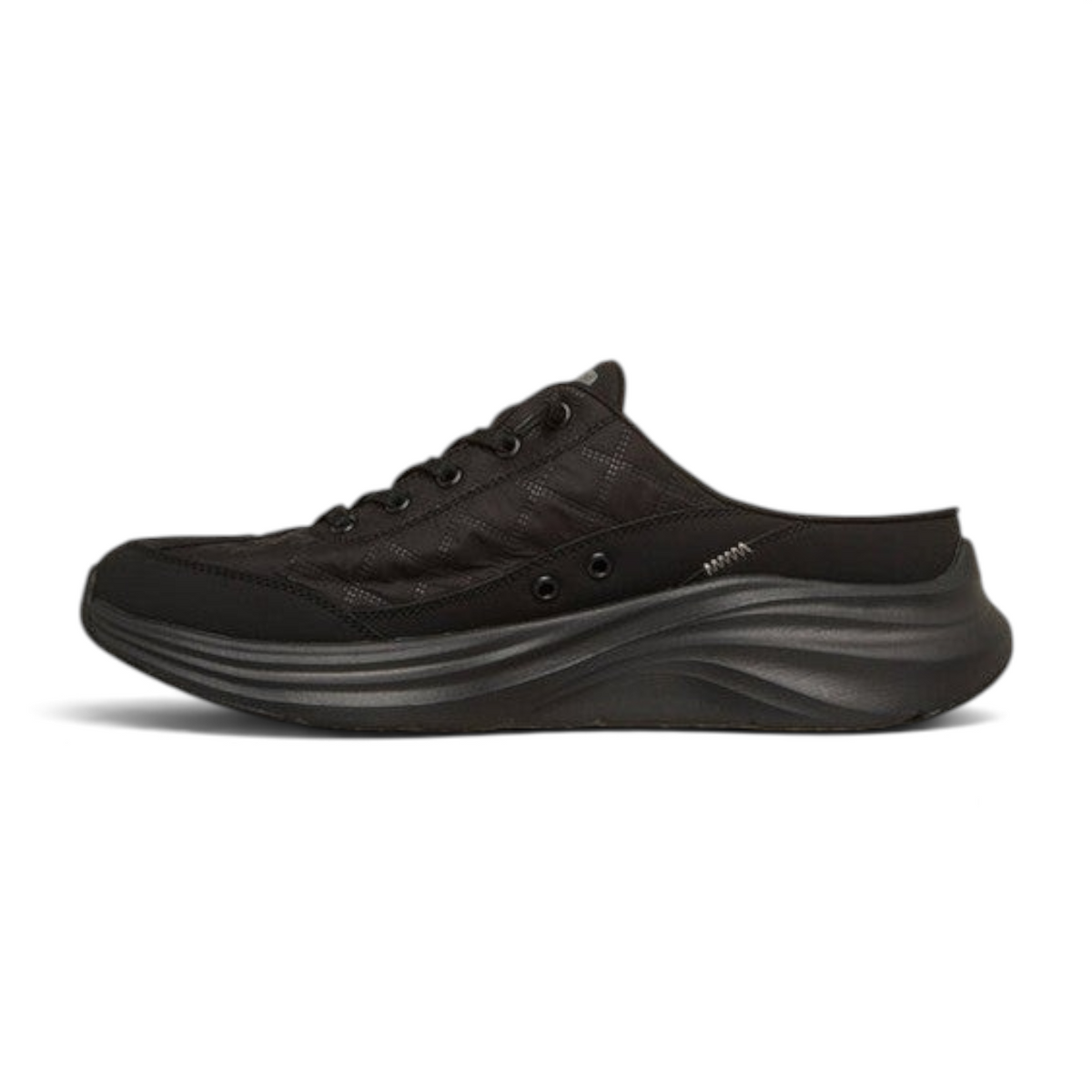 FRG Skechers Contour Foam Cozy Fit Shorva black mule sneaker with quilted mesh upper and cushioned midsole