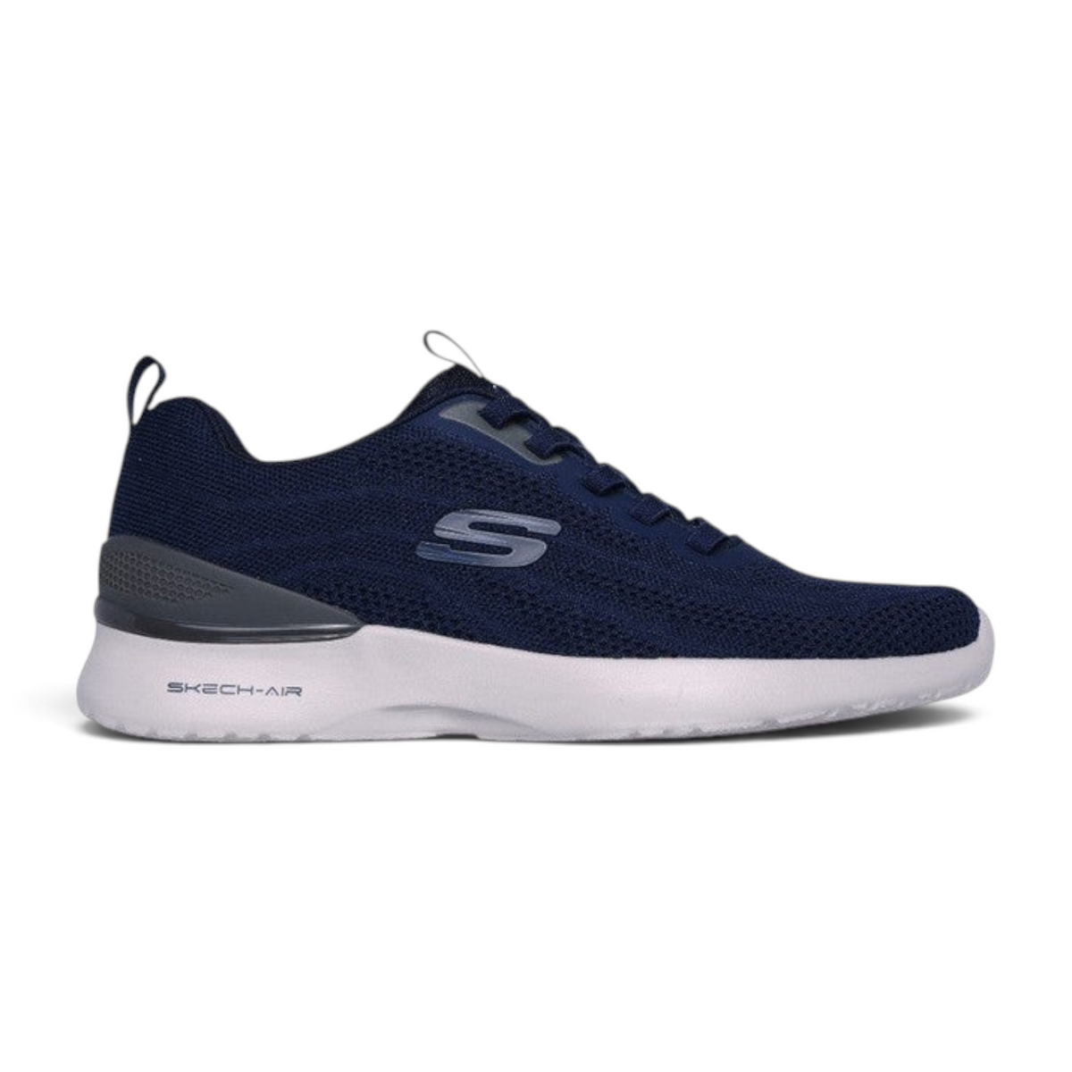 FRG Skechers Skech-Air Dynamight navy and charcoal knit slip-in athletic sneaker with cushioned white midsole