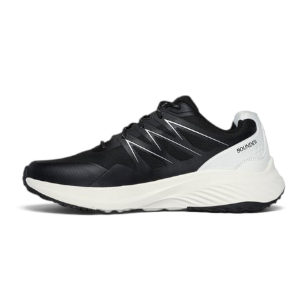 FRG BOUNDER RSE ZONER athletic sneaker in black and white with a thick cushioned midsole and mesh upper
