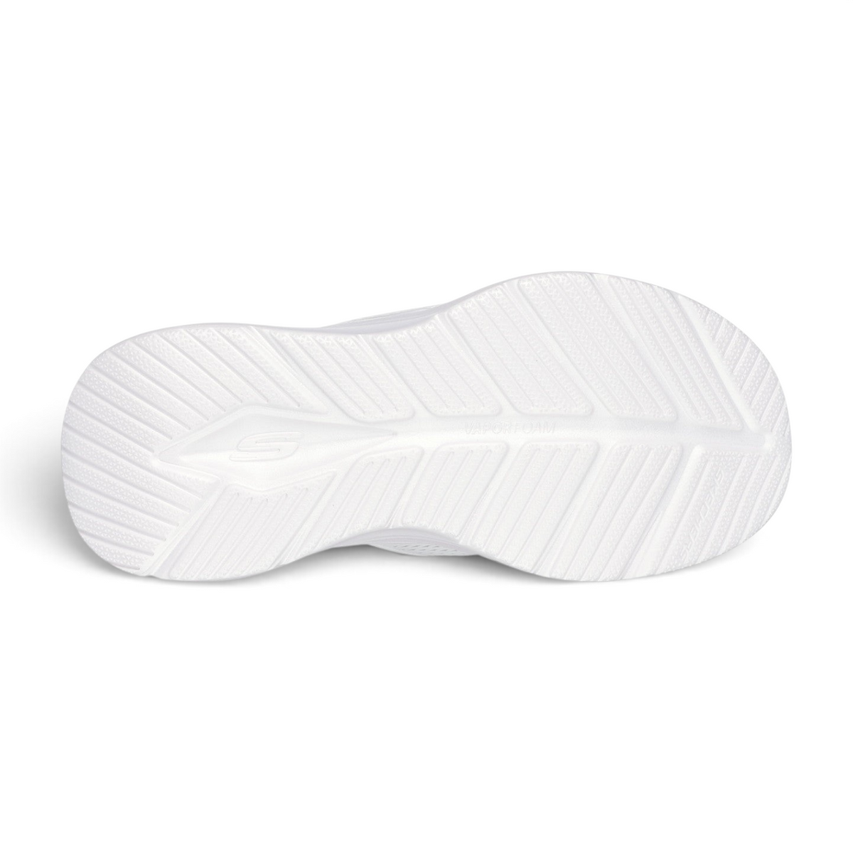 FRG Skechers Vapor Foam white sandal showing the textured, contoured slip-resistant outsole pattern