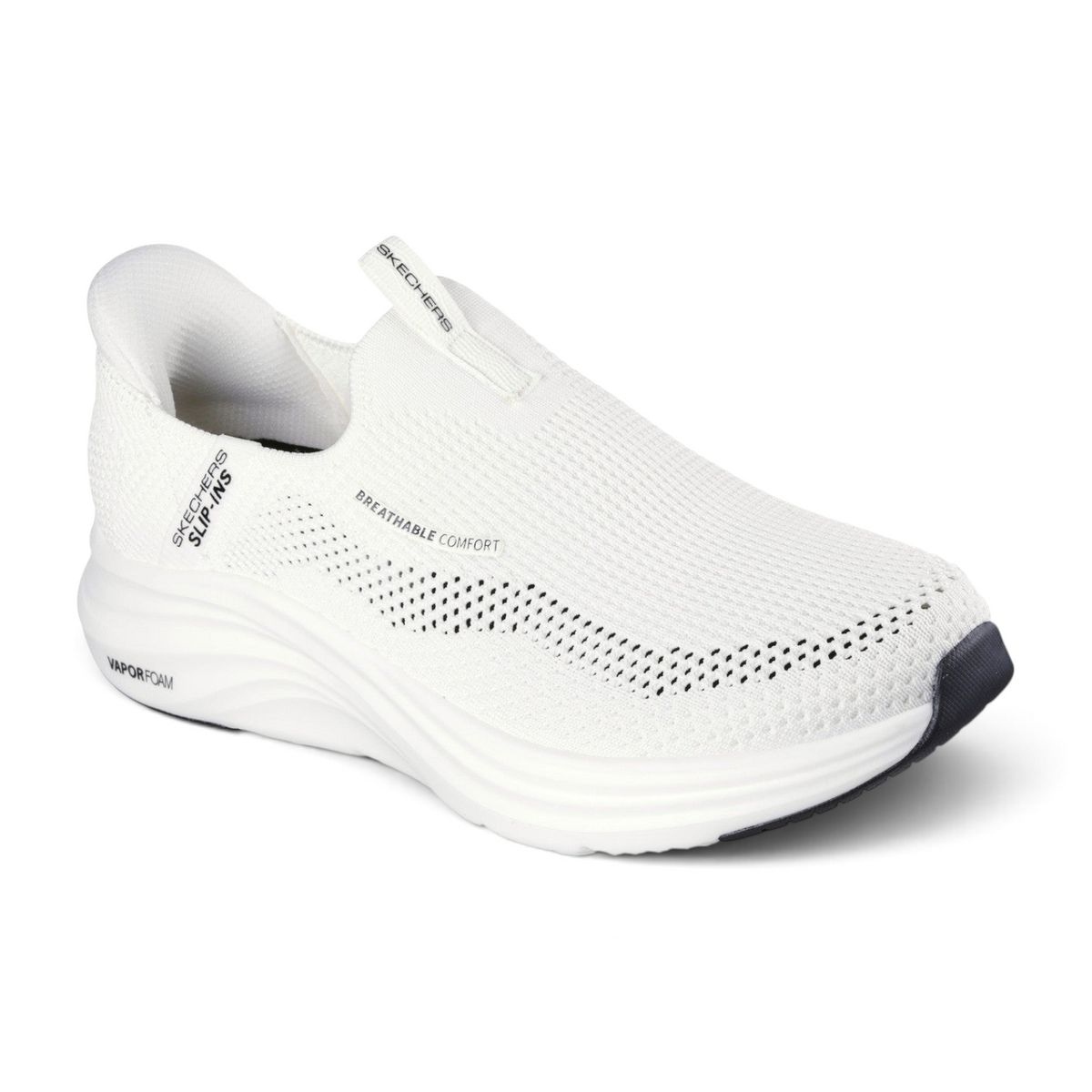 FRG Skechers Vapor Foam Volann off-white slip-on sneaker with breathable stretch knit upper and cushioned midsole