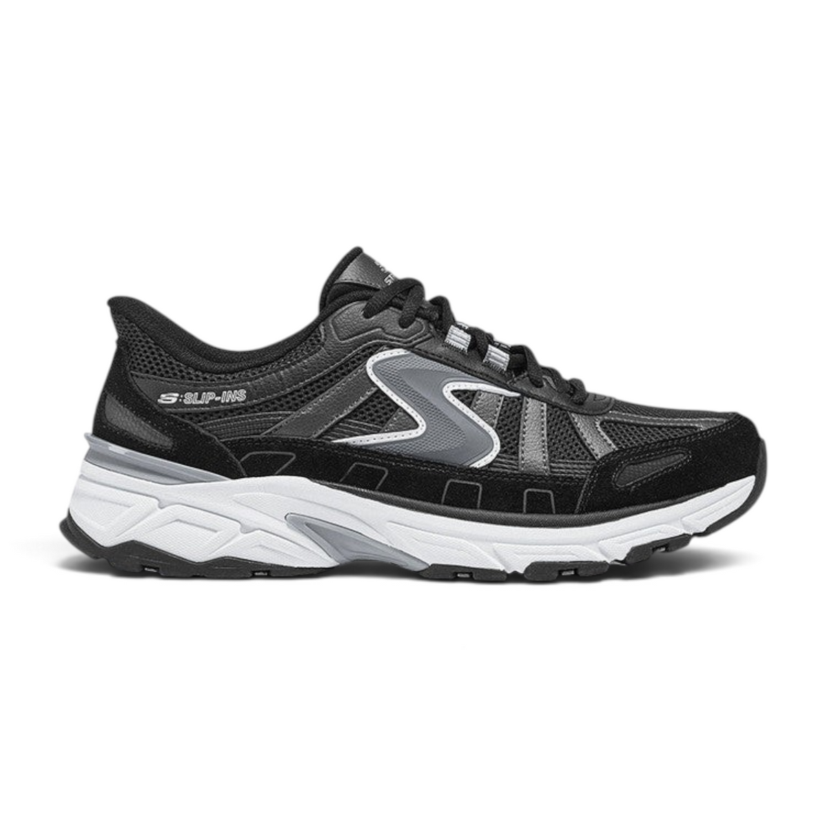 FRG Skechers Stamina Sport Stoaver black sneaker with breathable mesh, synthetic overlays, and cushioned sole.