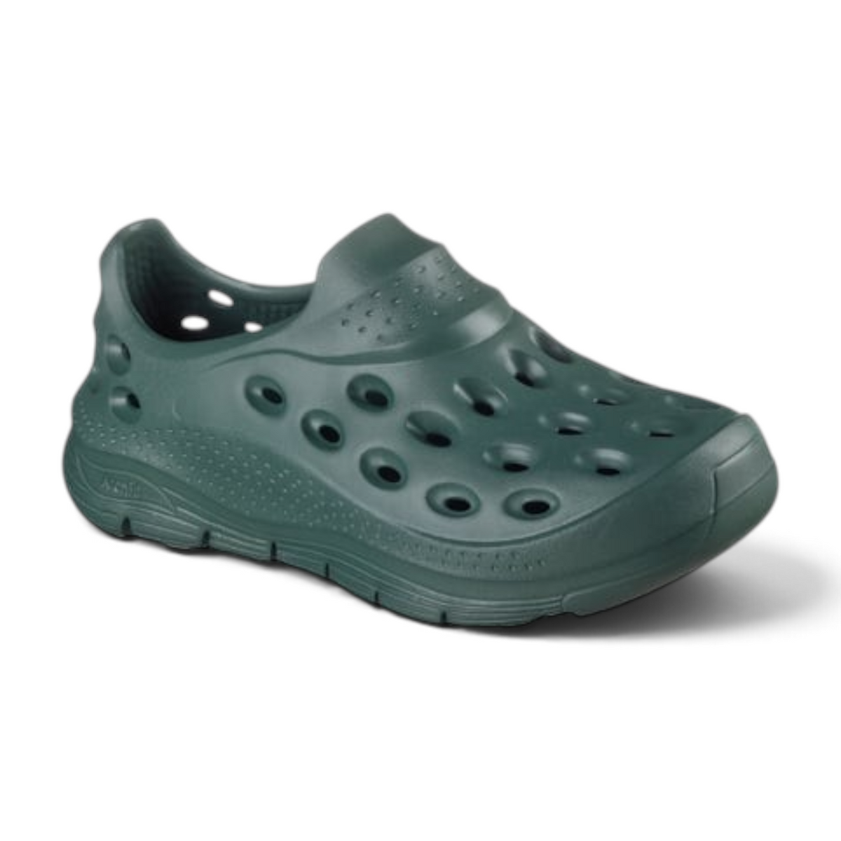 FRG Men Foamies Arch Fit Go Foam 1 in dark green with a sculpted, breathable, and contoured vegan foam design.