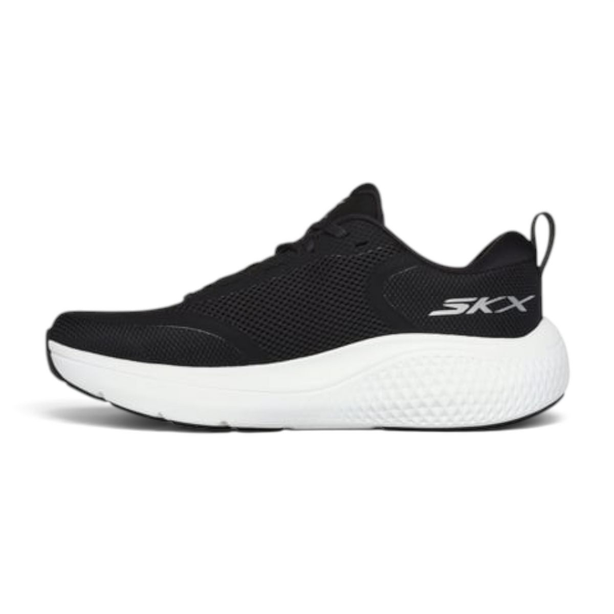 FRG GO RUN SUPERSONIC MAX black running shoe with breathable mesh upper and thick white cushioned midsole