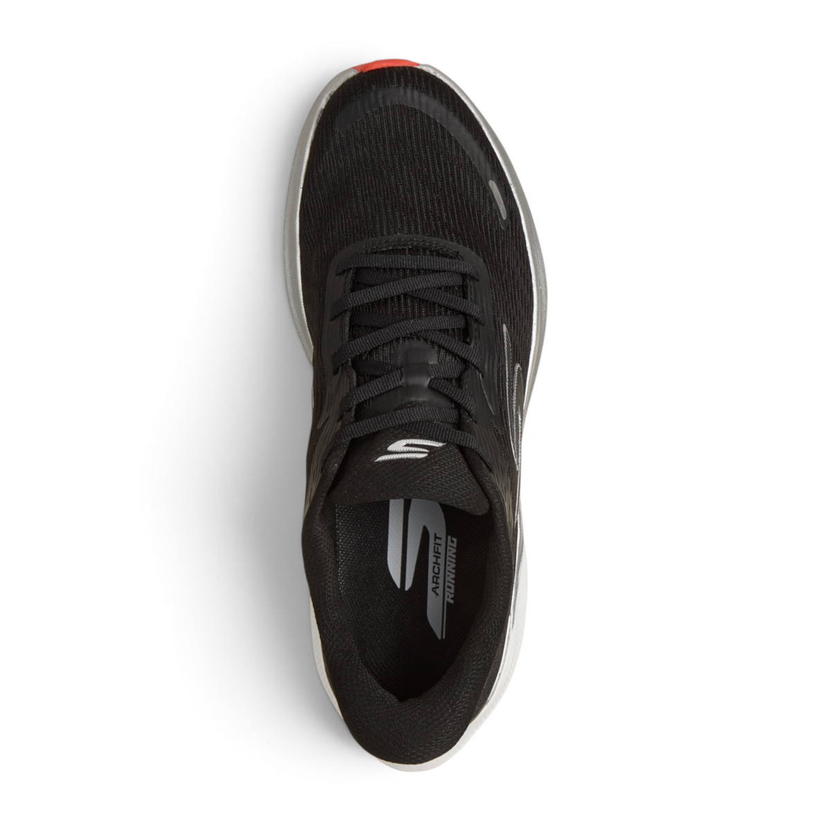 FRG Skechers GO RUN PURE 5 black performance running shoe with breathable mesh upper and Arch Fit insole top view