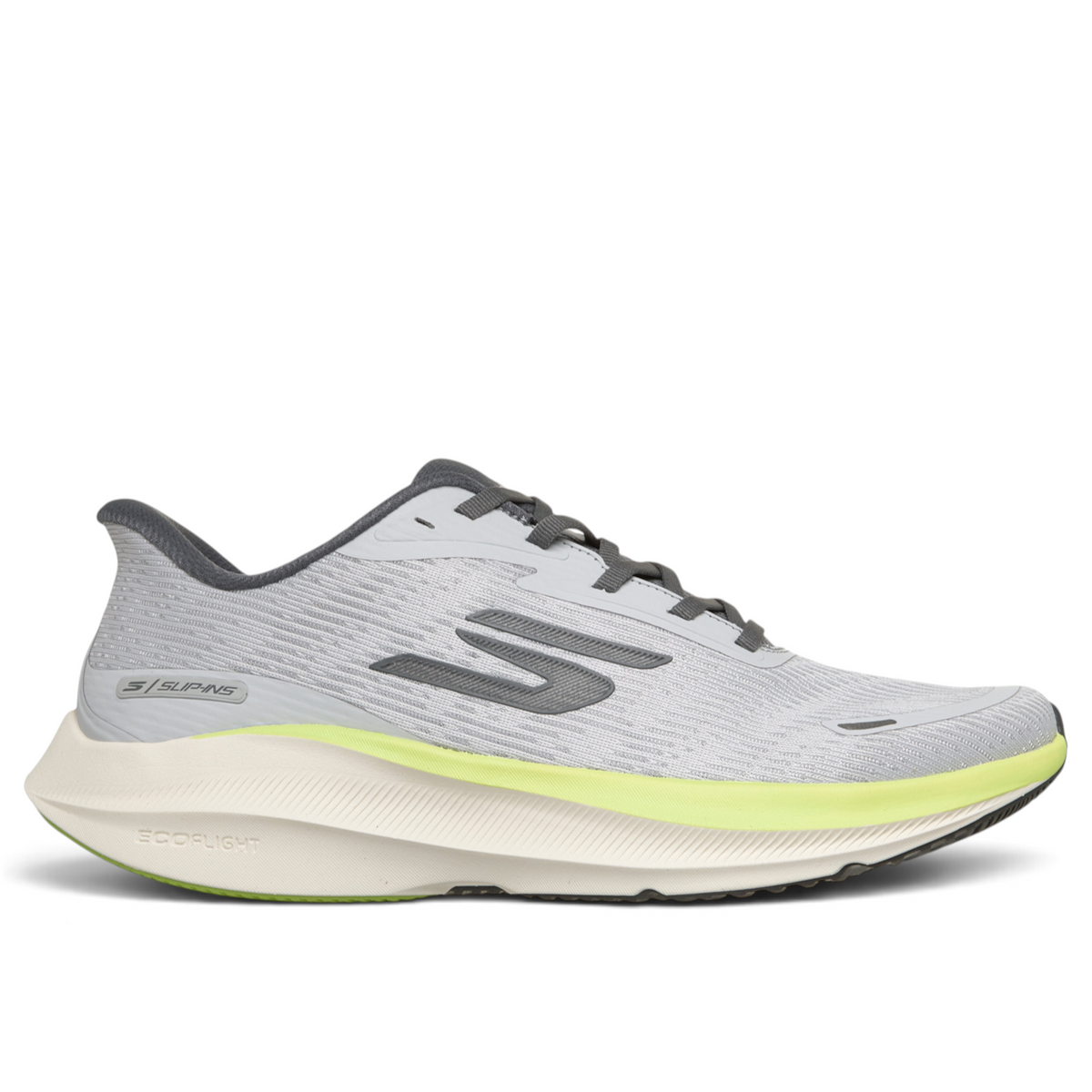 FRG Skechers Go Run Pure 5 grey performance running shoe with lime green accents and lightweight cushioned sole