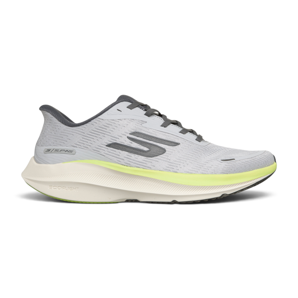 FRG Skechers Go Run Pure 5 grey performance running shoe with lime green accents and lightweight cushioned sole