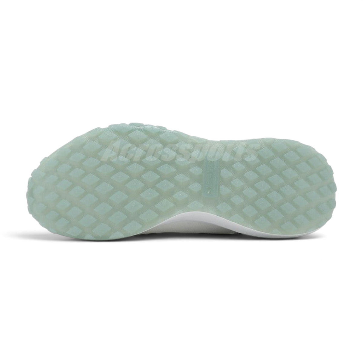 FRG Skechers Snoop Dogg Frenzy Evader sneaker showing the translucent mint green diamond-patterned rubber outsole