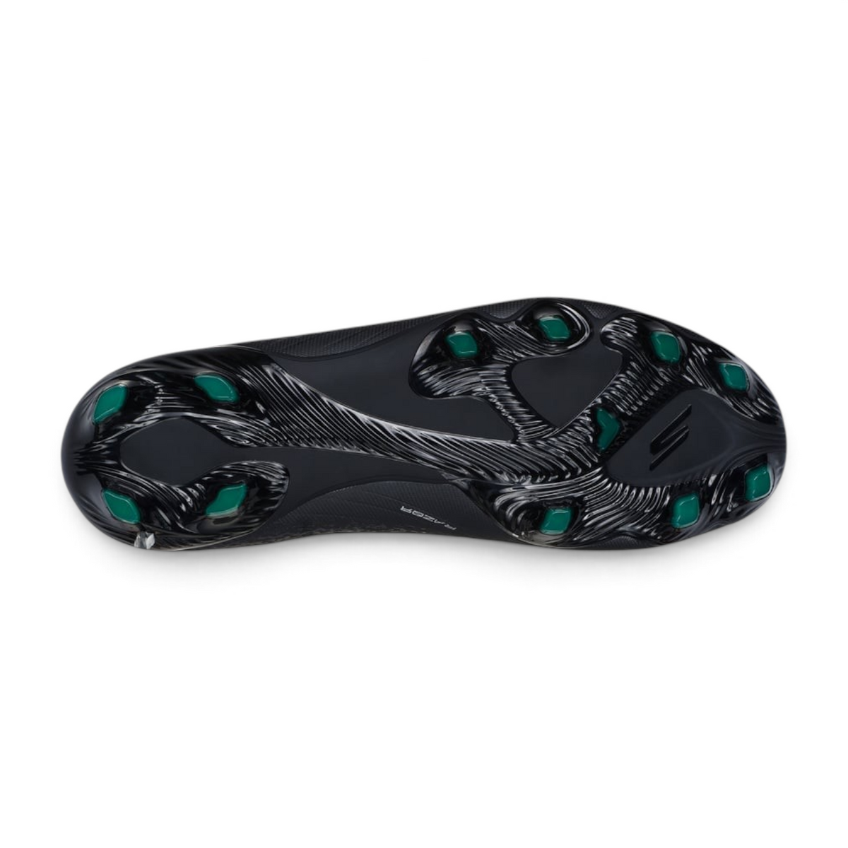 FRG Skechers Razor 1.5 Academy FG firm ground soccer boot sole in black with green stud accents