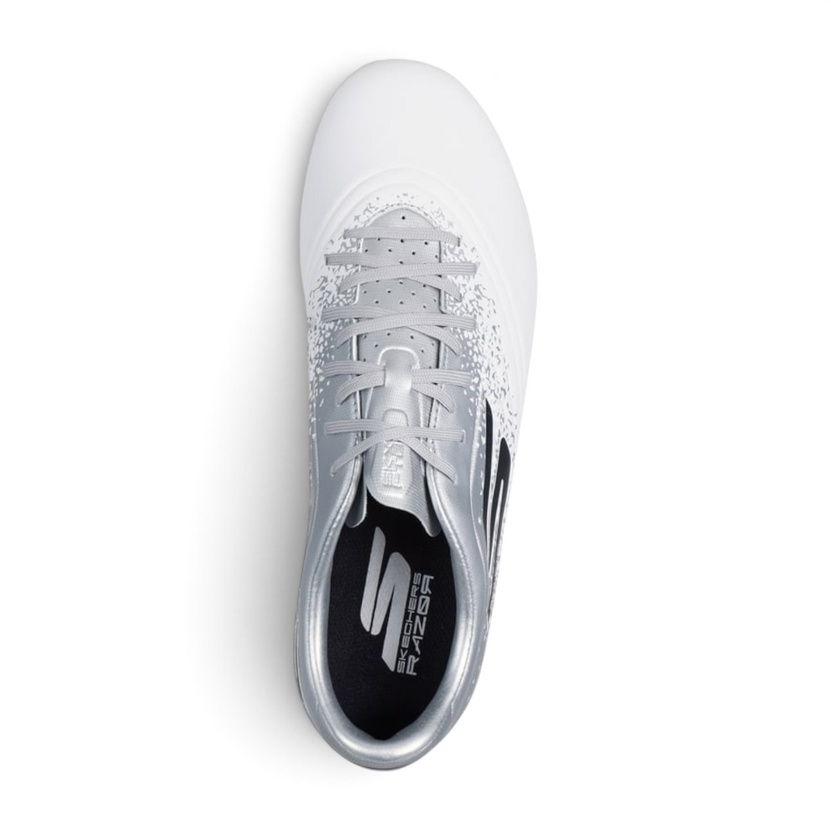FRG Skechers Razor 1.5 Academy firm ground football boot in white and silver with Move Foam cushioning