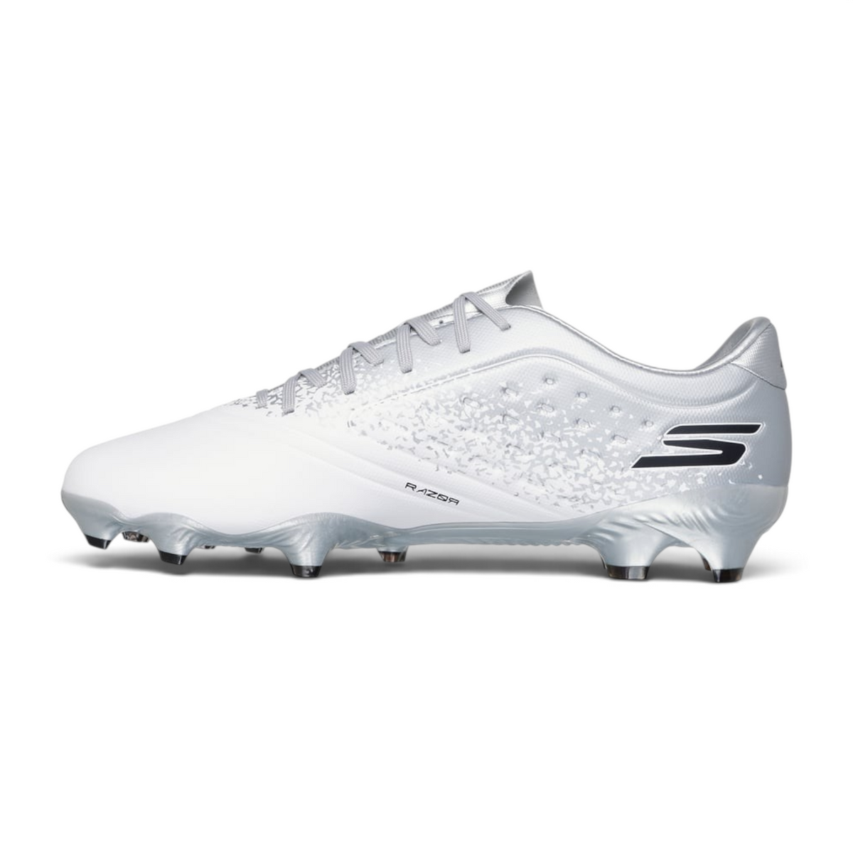 FRG Skechers Razor 1.5 Academy FG firm ground football boots in white and silver with Move Foam cushioning