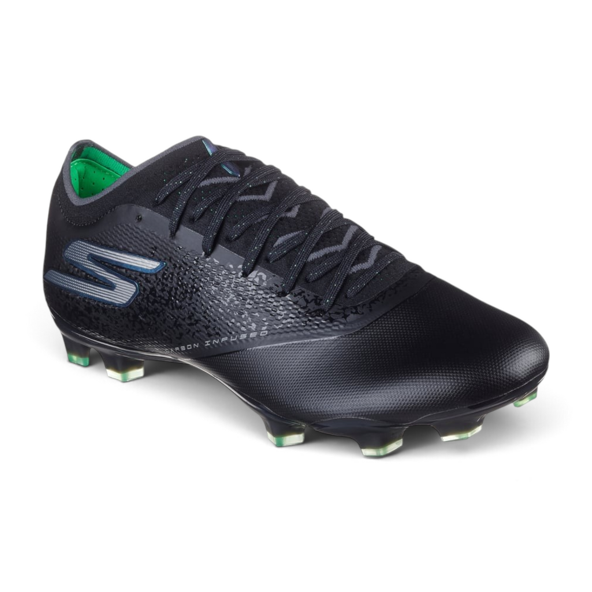 FRG Skechers Razor 1.5 Elite FG football boot in black and silver with a knit upper and firm ground studs.