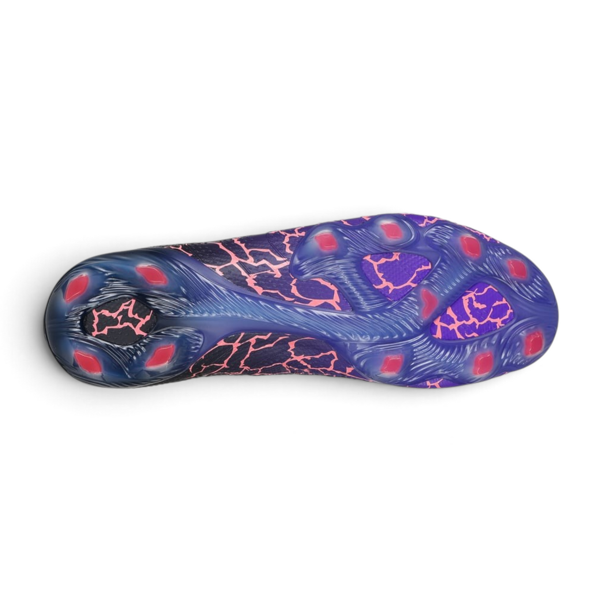 FRG Skechers SKX 1.5 High Elite FG football boot sole in purple with pink crackle pattern and firm ground studs