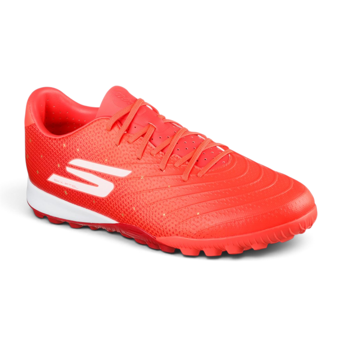 FRG Skechers HK Player Edition SKX 1.5 Academy TF turf soccer boots in coral with moulded upper and white sole