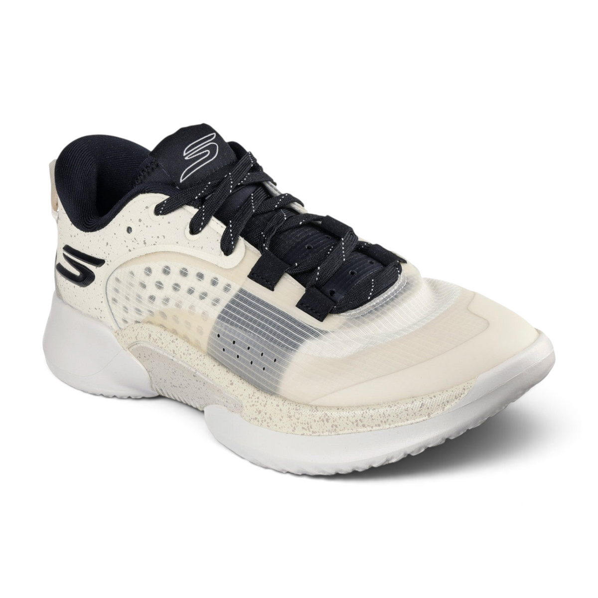 FRG Skechers SKX Resagrip low top basketball shoe in natural and black with durable mesh upper and traction sole