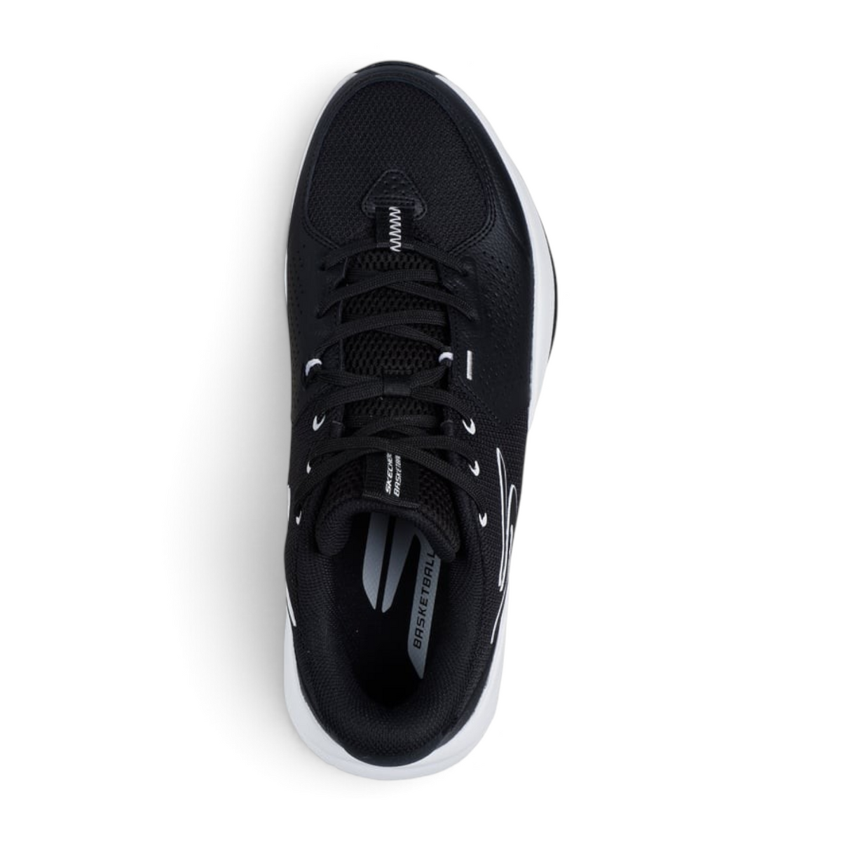 FRG Skechers SKX LEAGUE low-top basketball shoes in black and white with breathable mesh and leather upper