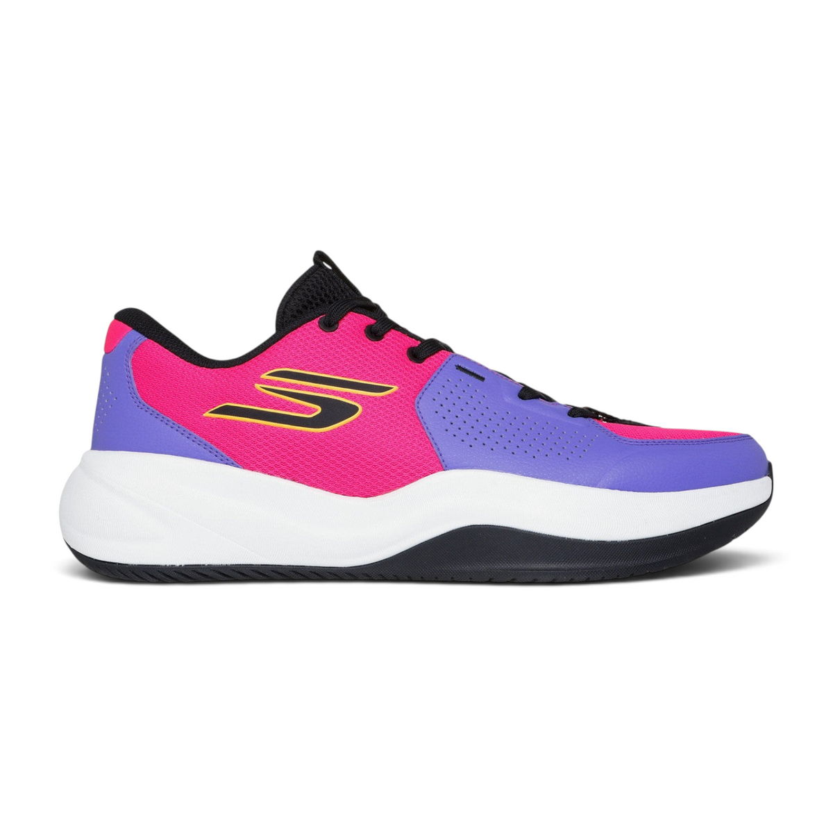 FRG SKX LEAGUE athletic sneakers in vibrant pink and purple mesh with a white cushioned midsole and black accents