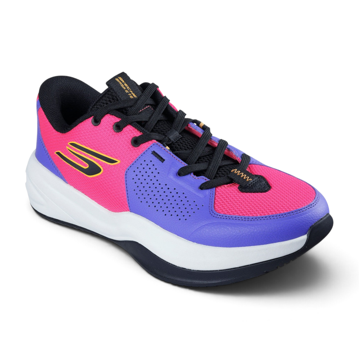 FRG SKX LEAGUE basketball sneaker in vibrant pink and purple mesh with black accents and a white cushioned midsole