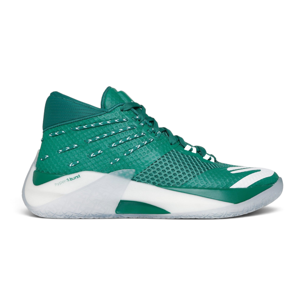 FRG SKX REIGN basketball shoe in emerald green with white Hyper Burst midsole and mesh upper side profile