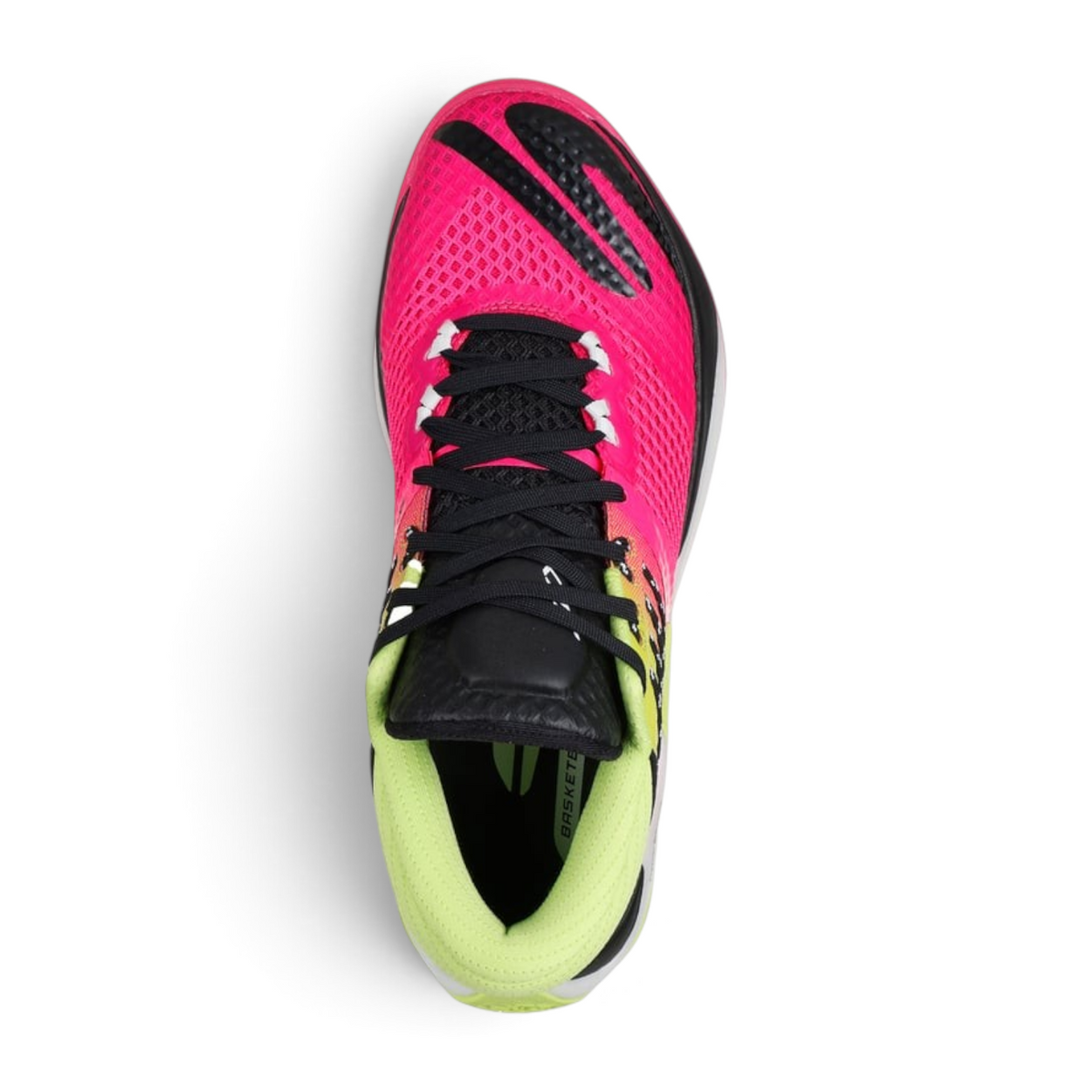 FRG Skechers Basketball REIGN mid-top shoes in pink and lime green with black laces and mesh upper