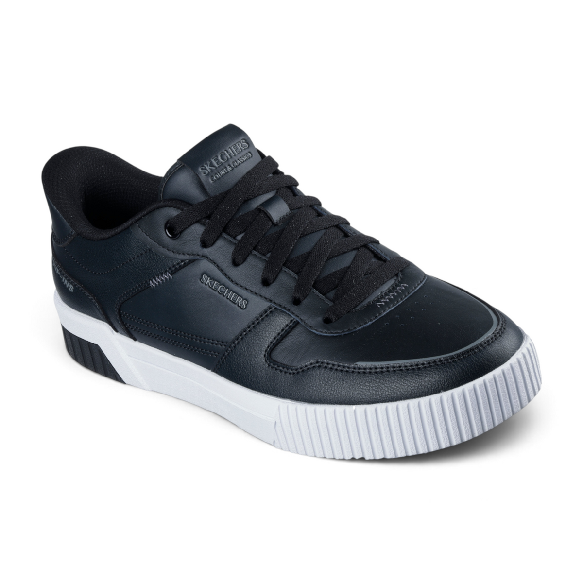 FRG JADE RAKON black leather sneaker with a white rubber platform sole and lace-up closure
