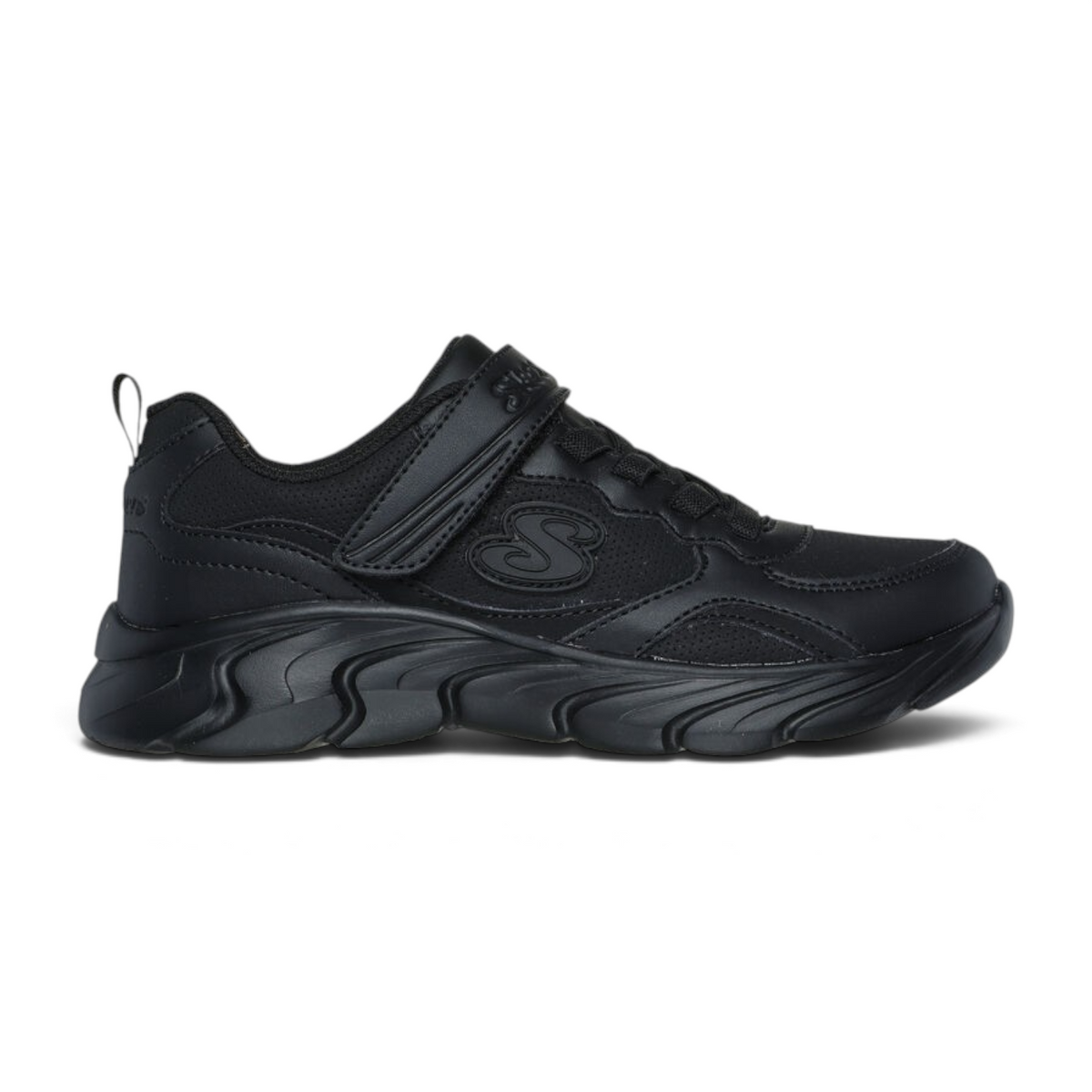 FRG Dynamic Dash Trady Time black school sneaker with hook and loop strap and smooth synthetic upper