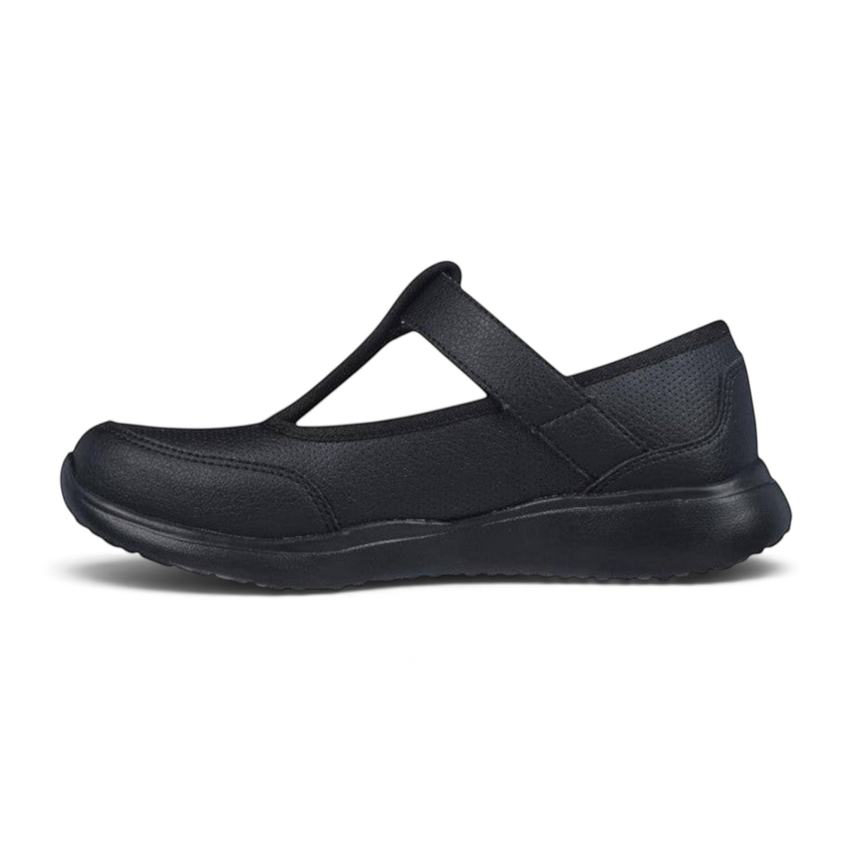 FRG Skechers Microstrides black kids mary jane school shoes with a T-bar strap and cushioned sole