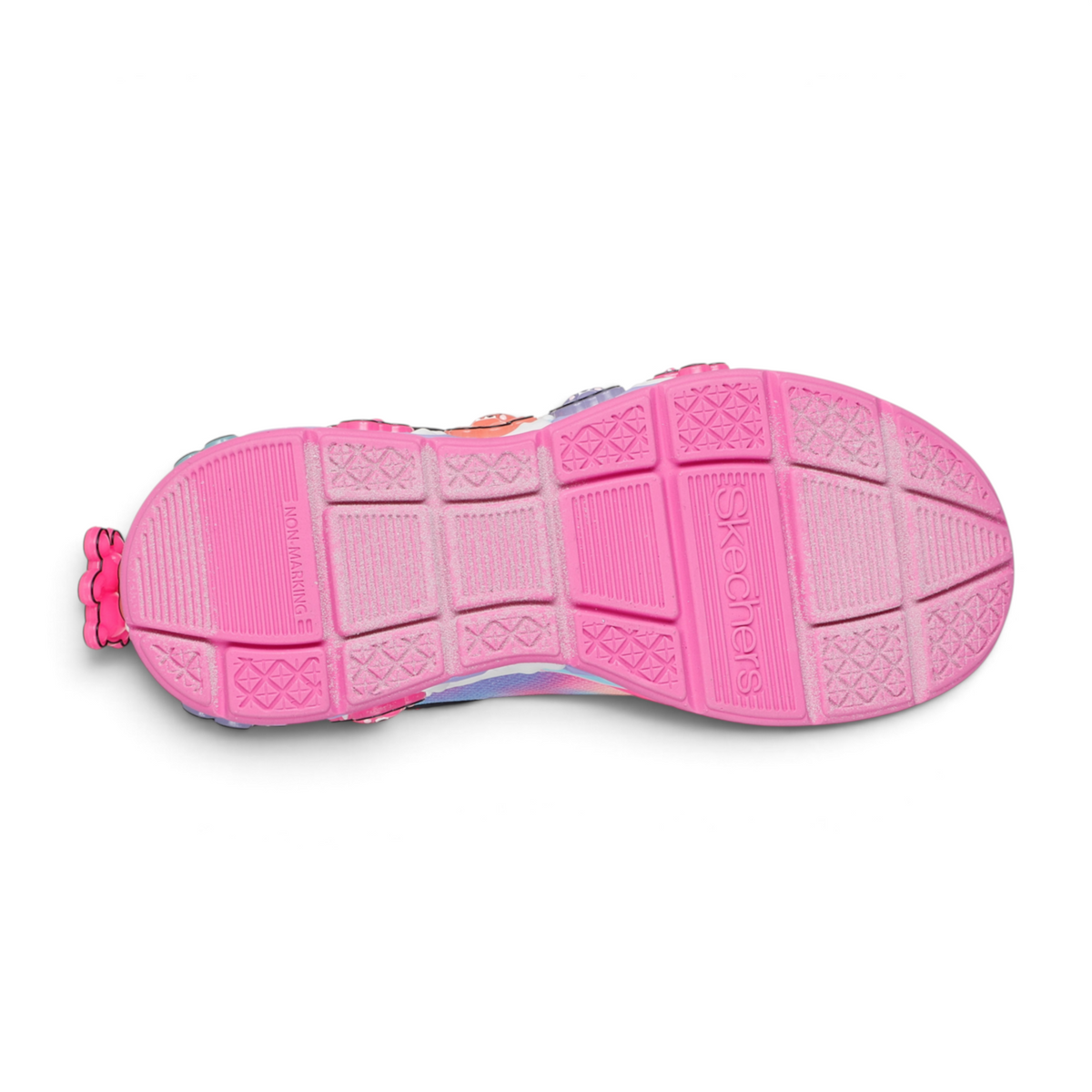FRG Skechers Street Tres-Air Uno Vision-Airy sneaker showing the pink non-marking rubber traction outsole