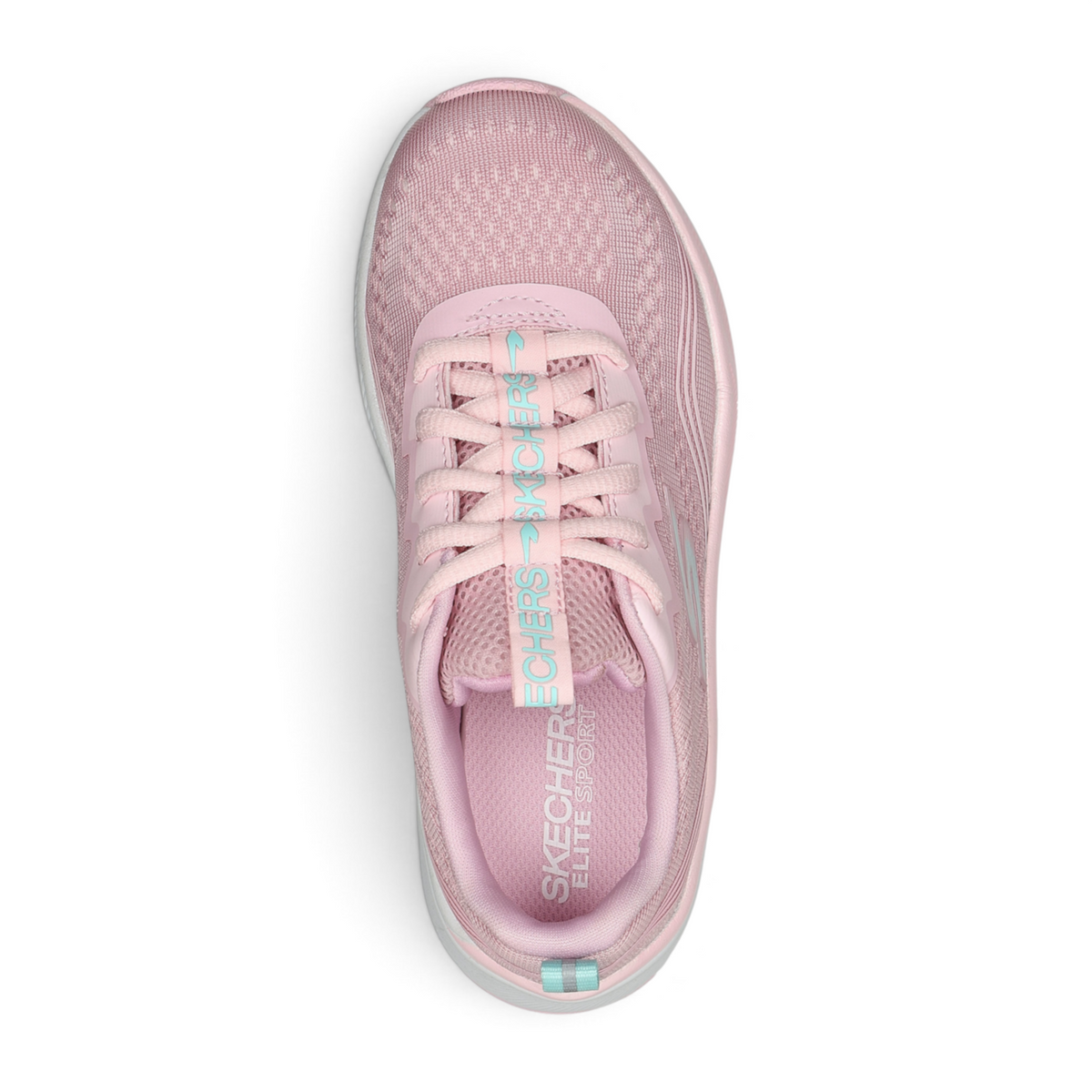 FRG SKECHERS ELITE SPORT - RADIANT SQUAD light pink mesh athletic sneaker with teal accents and lace-up closure