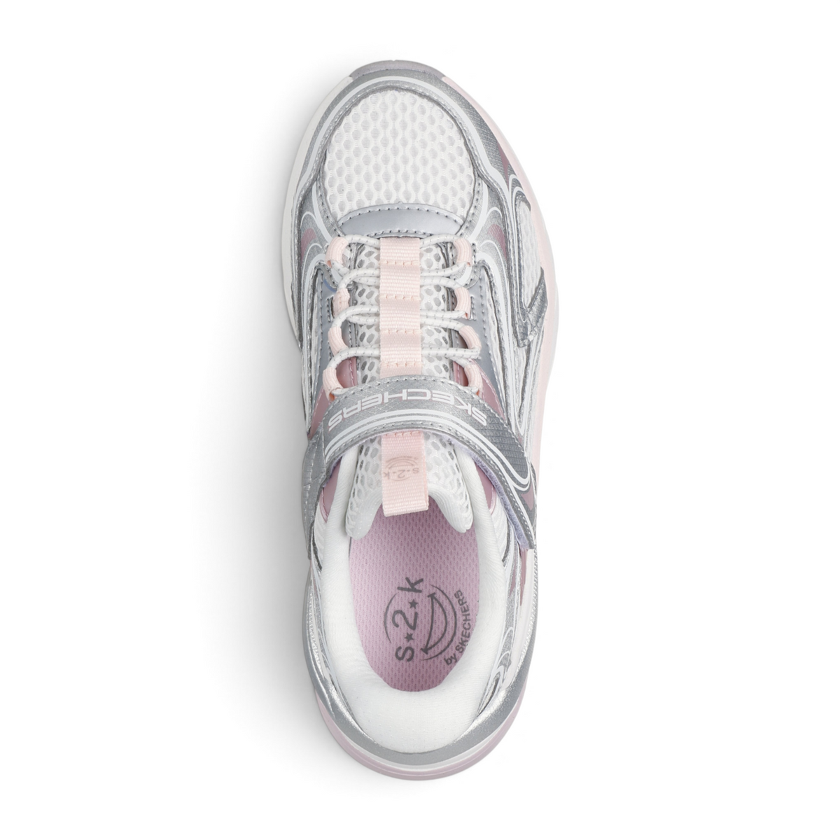 FRG S2K adaptive sneaker in white and silver with pink accents and convenient velcro closure for easy wear