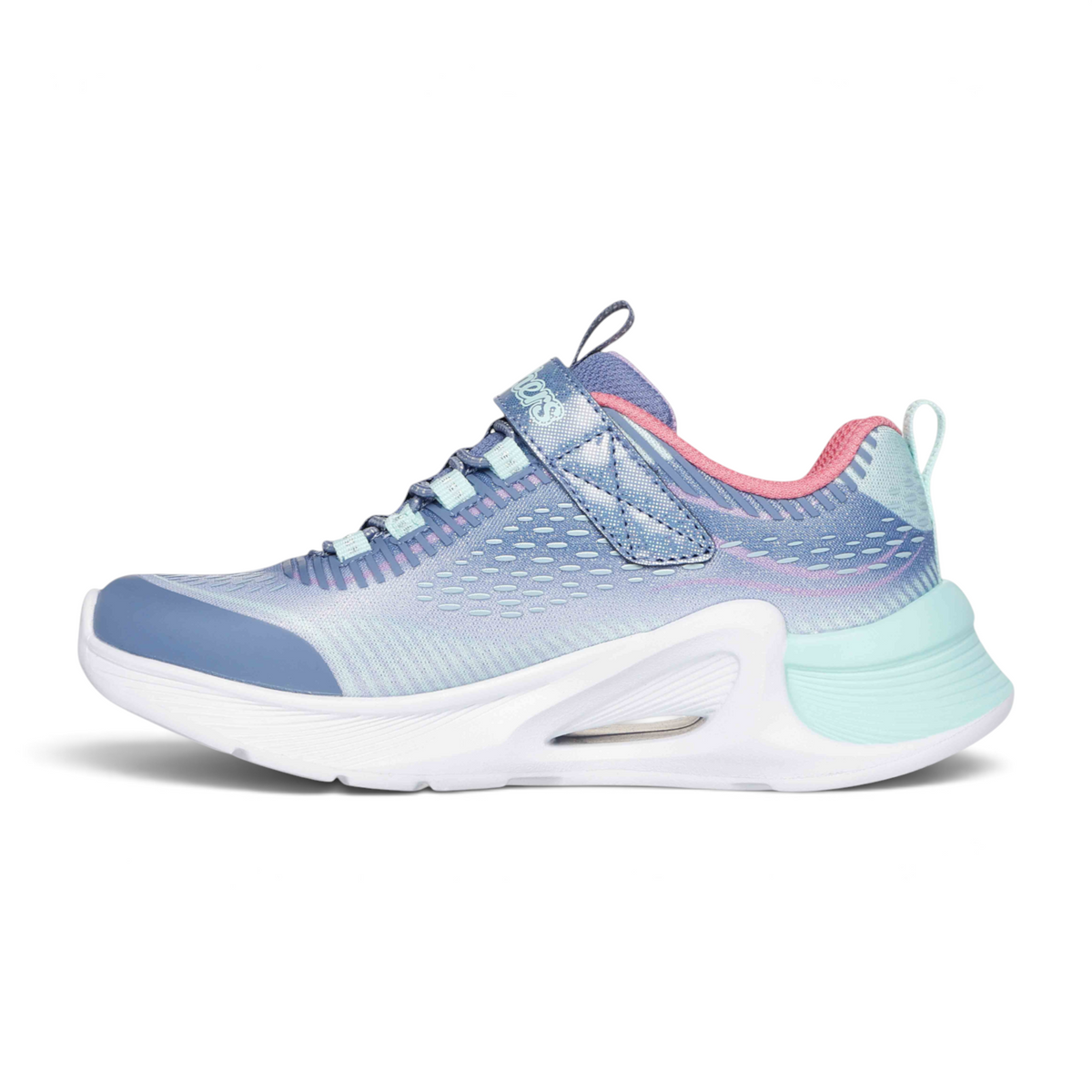 FRG TIDE TECH kids athletic sneaker in blue and lavender with a hook-and-loop strap and chunky white midsole
