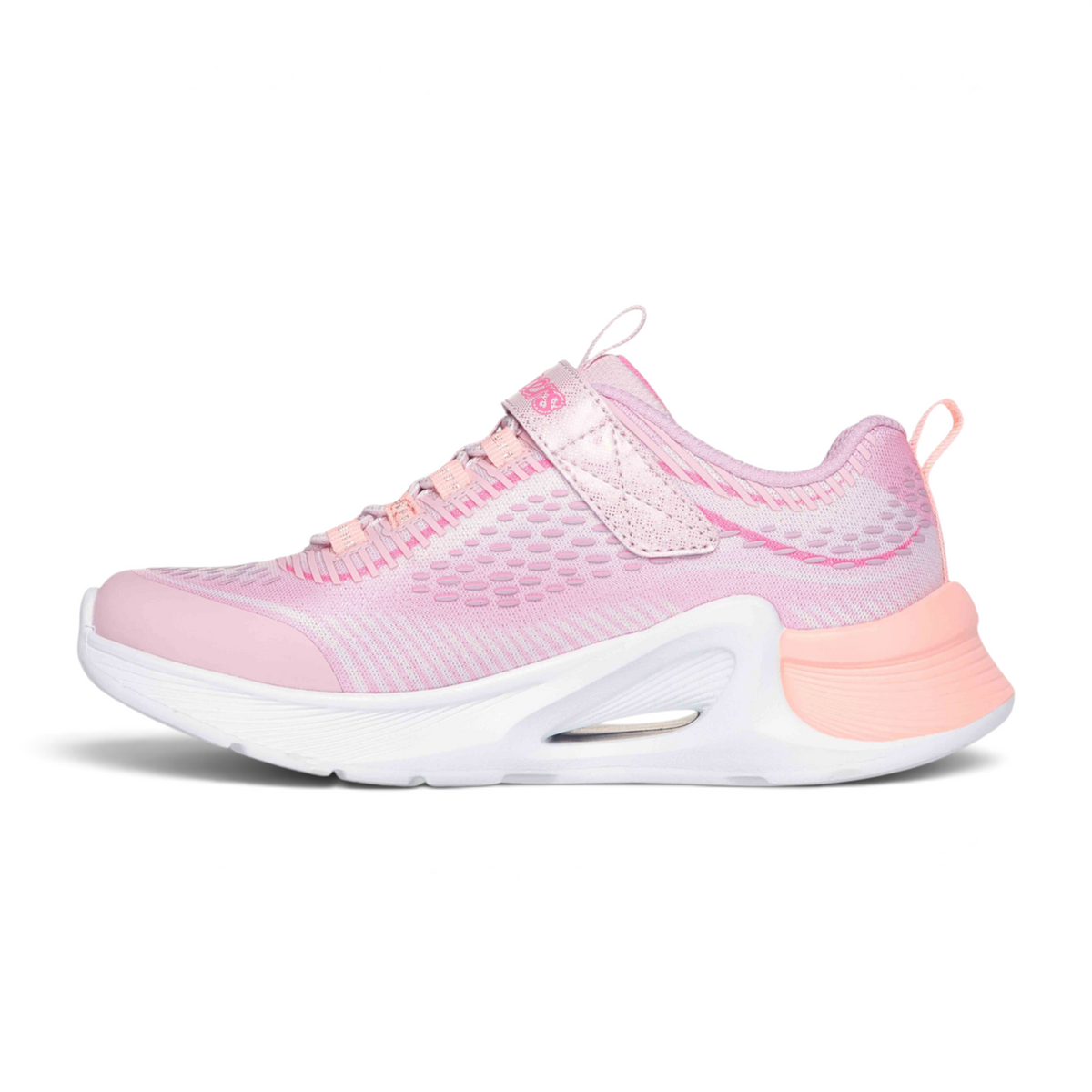 FRG TIDE TECH girls athletic sneaker in light pink with a white cushioned sole and hook-and-loop strap closure.