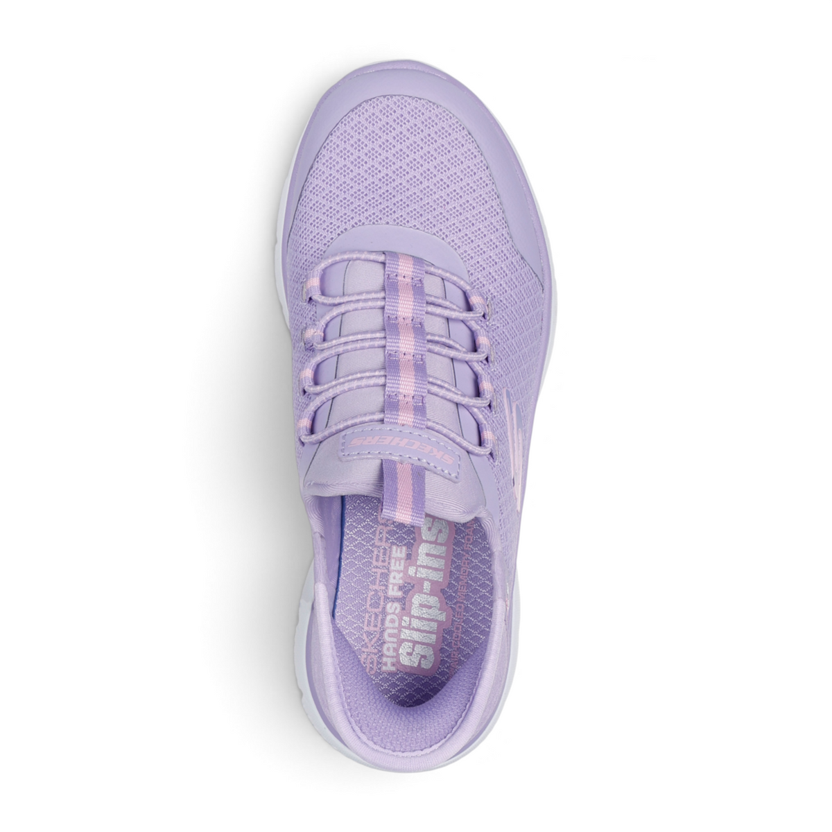 FRG SLIP-INS: SUMMITS lavender mesh slip-on sneaker with elastic laces and cushioned insole