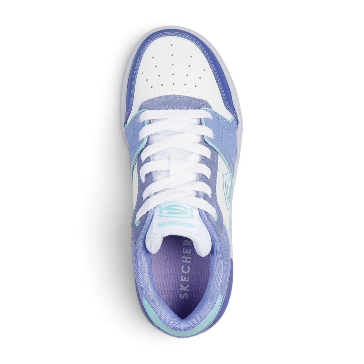 FRG SKECHERS Street Tres-Air Uno Vision-Airy sneakers in white, purple, and teal with a lace-up design